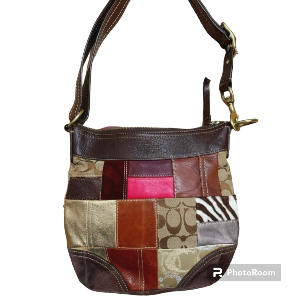Coach Vintage EUC Patchwork Purse Leather Suede Fabric
